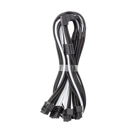 CableMod RT-Series Pro ModMesh Sleeved 12V-2x6 12VHPWR 90° StealthSense PCIe Cable for ASUS/Seasonic/Phanteks - Variant A (Black + White, 16-pin to Quad 8-pin, 60cm)
