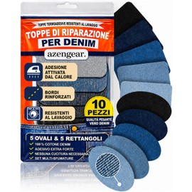 Toppe Jeans Termoadesive, 10 Pezzi, Toni Blu e Nero, Denim