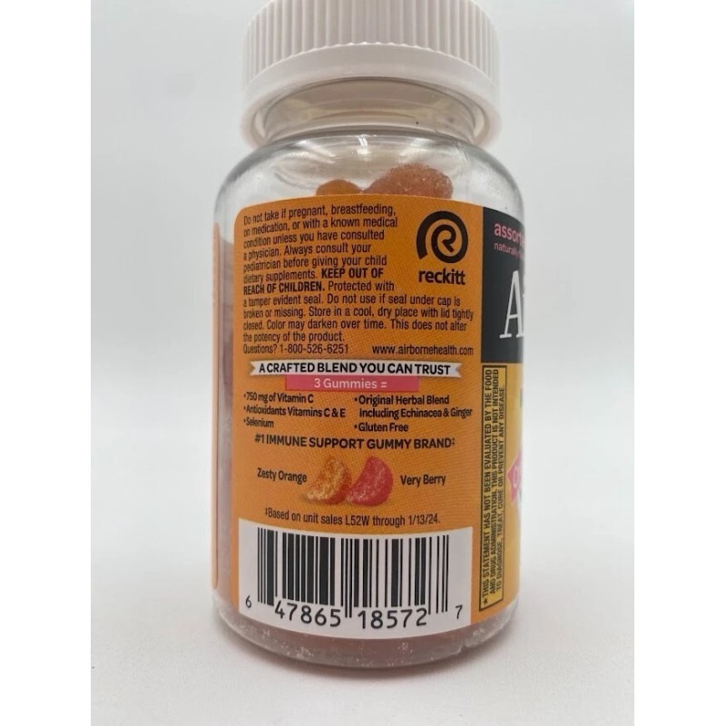 Airborne Immune Support Supplement Assorted Fruit Flavor - 21 Gummies