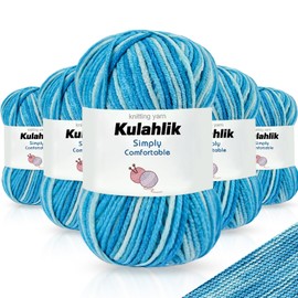 Kulahlik 250g(5x50g) Acrylic Yarn for Crochet/Knitting, Colorful Gradient Yarn Thread, 5 Rolls Skeins, Perfect for Any Knitting Crochet and Crafts Mini Project