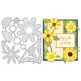 UNICRAFTALE 14Pcs Daisy Flowers Metal Cutting Dies for Card Making Leaves and Bloom Die Cuts Embossing Stencils Template Thanksgiving Christmas Craft Mould for DIY Scrapbooking Album Paper Card Decor