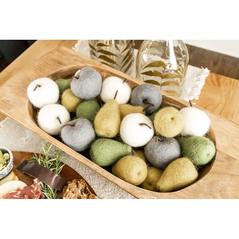 Mud Pie Felt Fruit Décor, Yellow Pear