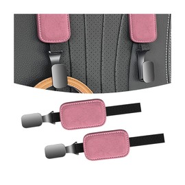 JNNJ 2pcs Car Back Seat Headrest Hooks, Automotive Storage Bag Hooks, Vehicle Back Seat Suede Hanger for Hanging Bags Food (Pink)