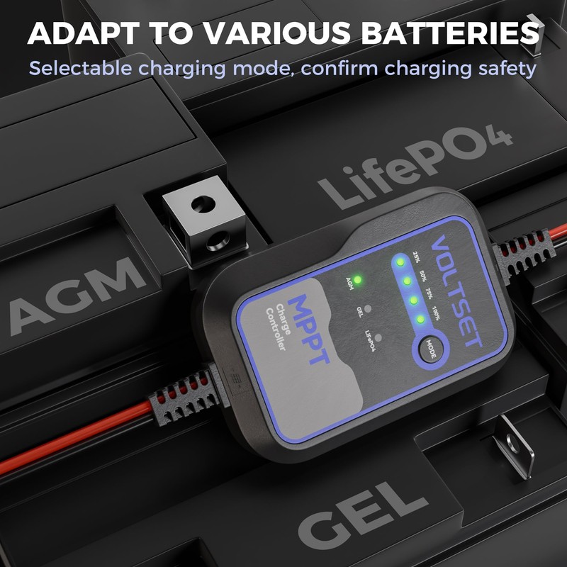 Voltset MPPT Solar Charge Controller : IP65 Waterproof - Display