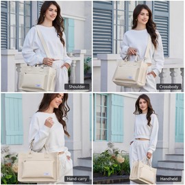 Canvas Tote Bag for Women Shoulder & Crossbody Handbag with Multi Pockets Zipper Ideal for Work Office Travel & Daily Use