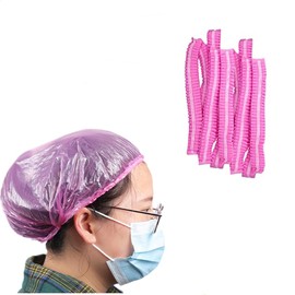 RUITASA Non Woven Shower Caps, 100PCS Bathing Hat Dust Cap, Bouffant Hair Nets, Hair Net Cap For Women Kitchen Use, Hotels, Restaurant and Hair Salon(Pink)