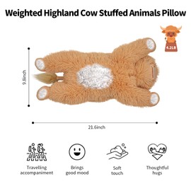 WDXDSOB Weighted Stuffed Animal | 4.2 Lbs Highland Cow Stuffed Animal for Kids & Adults | 21.6 Inch Soft Weighted Cow Plush Toy Gift for Christmas Birthday Mother's Day