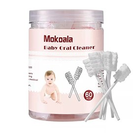 60Pcs Baby Tongue Cleaner, Baby Toothbrush, Disposable Infant Mouth Cleaner, Soft Gauze Toohthbrush Toddler Oral Cleaning Stick Dental Care for 0-36 M