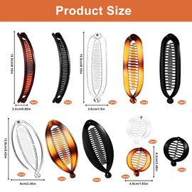 12 PCS Banana Hair Clips Clincher Combs Large Vintage Banana Clip, Thick Hair Friendly Hair Accessories for Fine & Thick Hair, Ponytail Holder Clips Hair Accessory Fine for Women Girls