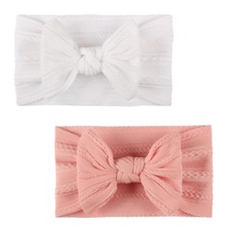 2 Pcs Baby Headband, Newborn Headbands Baby, Soft Baby Bows for Girls, 6-12 Months, Baby Hair Bows Stretchy Cute, Flexibility Nylon Hair Band, for Baby Newborn Toddlers Photography Props Accessories