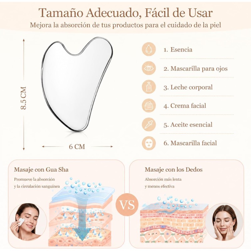 Gua Sha Herramienta de Masaje de Acero Inoxidable Guasha