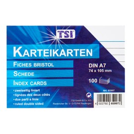 TSI Index Cards DIN A7, 100 Pack-Weißliniert