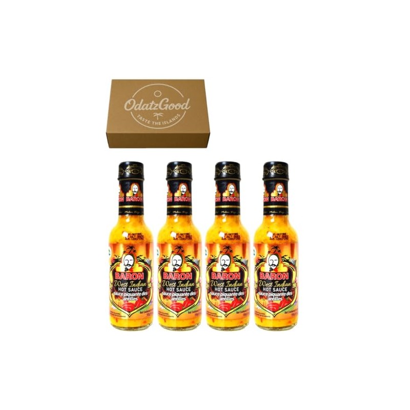 Baron West Indian Hot Sauce 5.5oz Pack of 4 Sealed