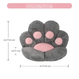FlyGulls Cat Paw Cushion Kawaii Cat Pillow for Computer Gaming Chair Comfy Cat Paw Seat Cushion for Office Chairs Cute Cat Plush Pillow for Room Decor (Grey, 27.5 x 23.6 Inch)
