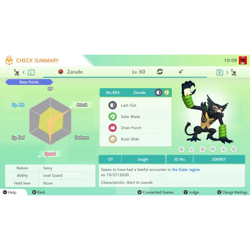 Pokémon ✨ZARUDE SHINY DADA ZARUDE SHINY ZARUDE EVENT UNTOUCHED✅HOME TRANSFER‼️