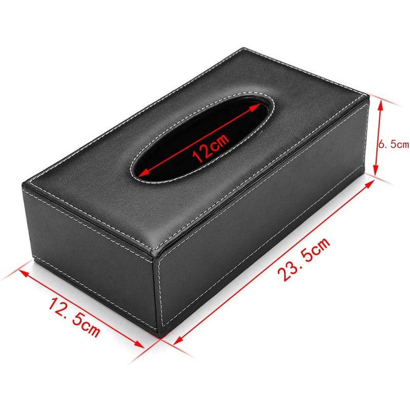 Uandhome Leather Tissue Box, Black Rectangle Tissue Paper Holder Box