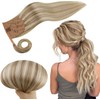 RUNATURE Ash Brown Human Hair Ponytail Extension 14 Inch Straight
