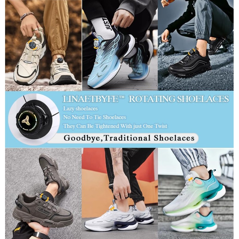 linaetbyfe Elastic No Tie Shoelaces, Rotating Automatic Buckle Shoes Laces,