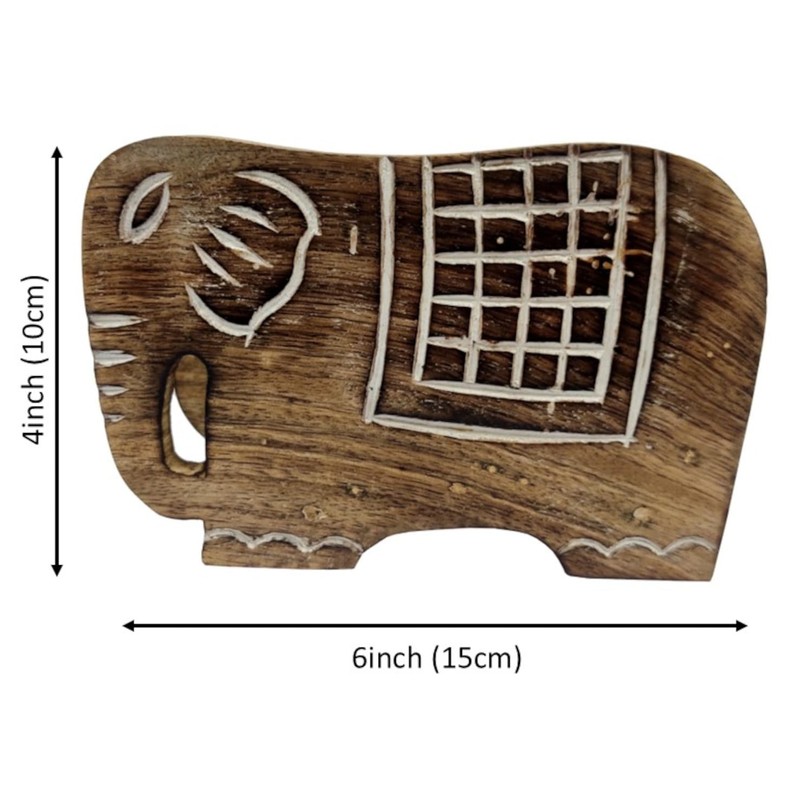 Purpledip Wooden Napkin Holder 'Elephant Couple': Tissue Paper Stand for