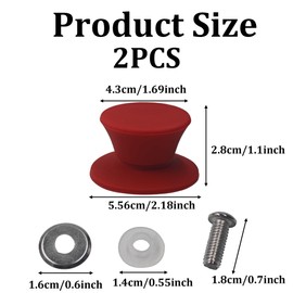 Runseaway 2Pcs Universal Silicone Pot Lid Replacement Knob, Heat Resistant Pan Lid Holding Handle, Non-Slip Handle for Slow Cookers, Skillets, and Kitchen Cookware Covers (Red)