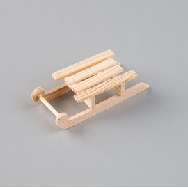 Miniature Wooden Sledge Traditional Wooden 8 cm, Natural