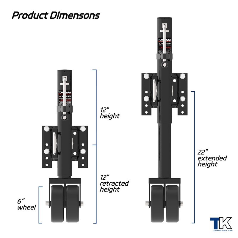 TOWKING 2000 lbs Upgraded Boat Trailer Jack, 10" Lift, Bolt