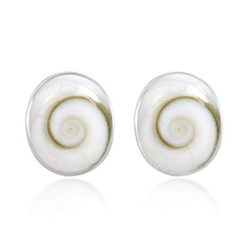 AeraVida Stunning Round Swirled Shiva Shell .925 Sterling Silver Stud Earrings | Casual Sterling Silver Stud Earring for Women