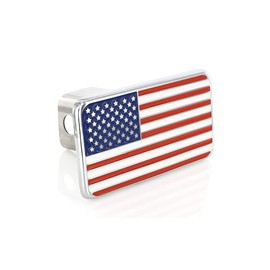 Baron Jewelry USA American Flag Hitch Cover Chrome Plated Solid Brass Emblem with Stainless Steel Post