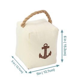 Marwood Fabric Door Stopper Decorative Door Stops for Home and Office, 3.3 pounds Weighted Interior Doorstop Heavy Duty Soft Door Stopper with Handle and Nautical Anchor Design - 5" x6” Beige