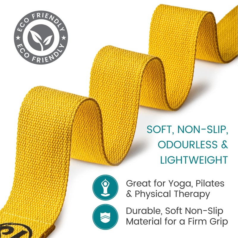 Yellow Metal D-Ring Buckle Yoga Studio Belt 2.5M