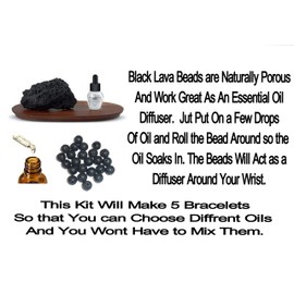 DIY Beading Stretch Cord Kit, Everything to Make The 5 Bracelets Shown, Beading Kit, Jewelry Making, Create Your Own Jewelry, Craft (Black Lava Bracelet Kit)