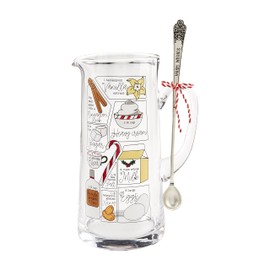 Mud Pie Christmas Eggnog Ingredients Pitcher Set, pitcher 67 oz | spoon 8 1/2"