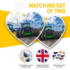 2 x Heart Stickers 15 cm - Green Farm Tractors Farmer Fun Decals for Laptops,Tablets,Luggage,Scrap Booking,Fridges, #15545