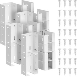 Hicarer 16 Pcs Heavy Duty Aluminum Fence Bracket with Screws for Vinyl Fencing Panel and Post Connection Deck Railing Bracket Kit Fits 2 3/4 Inch Rails