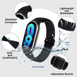 LEIXIUER 2 Pack Braided Bands for Xiaomi Smart Band 9/Smart Band 8 strap Women Men,Sport Elastic Nylon Solo Loop Adjustable Breathable Replacement Wristband for Xiaomi Mi Bands 9/8