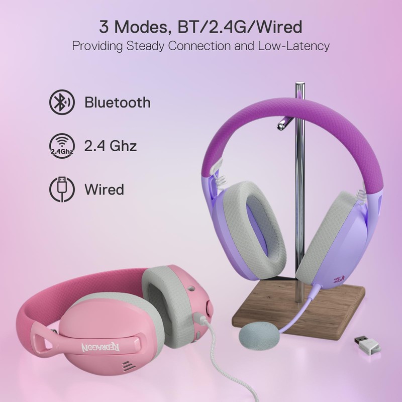 Redragon Audífonos Gamer H848 Ire Pro Bluetooth, Rosa
