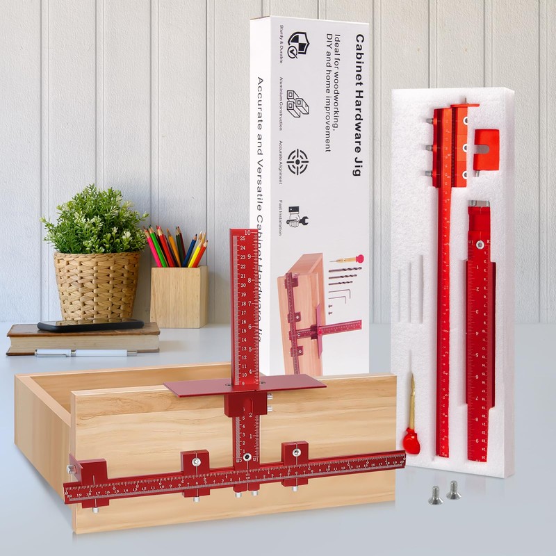 DOCXCDO Aluminum Cabinet Hardware Jig Tool for Handles Pulls Knobs,