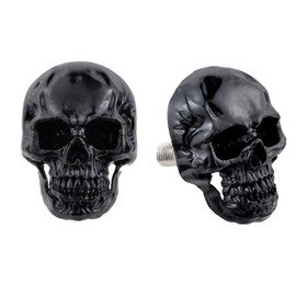 Lunsom Skull License Plate Screws Fastener Kit, 4 Pack License Plate Bolts Mini Decorative Screw Tag Bolt Fit for Most Cars, Trucks and Motorcycles, Black