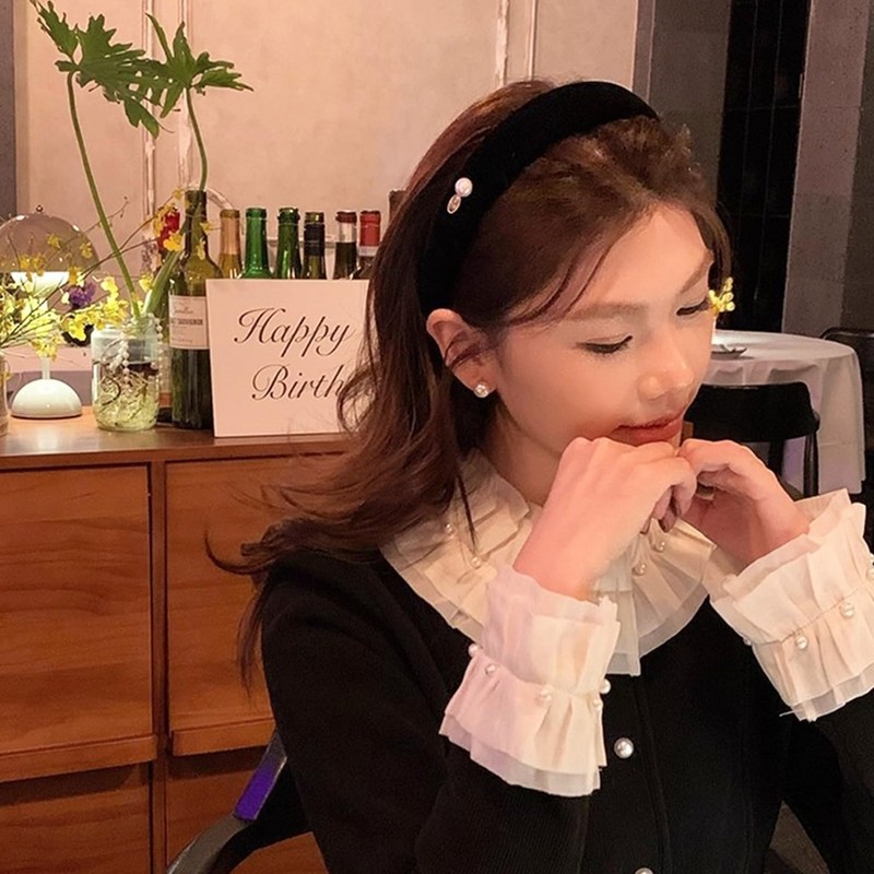 [Lapimou] カチューシャ 痛くないカチューシャ ヘアアクセ ヘアアクセサリー レディース ベロア パール 太め 人気