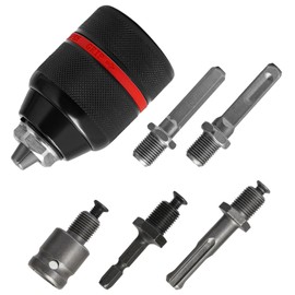 1.5-13mm Keyless Hand Drill Chuck 1/2-20UNF with SDS Plus Adapter, Hakkin Self-tighten Drill Chuck Adapter, 1/4" Hex Shank Converter Hex Handle 1/2'' Socket Square Wrench Adapter for Multi Purpose