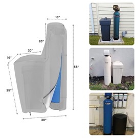 Covers & All Outdoor Water Softener System Cover for Outside Units, Waterproof, Anti UV & Tear Proof Filter Tank Cover with Handle, Zippers & Air Vents (55" H x 30" W x 16" D Inches, Gray)