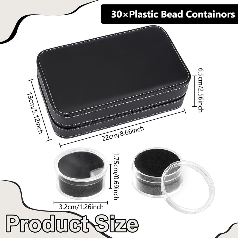 BENECREAT 30Pcs Gem Jars Leather Jewelry Display Case, 8.6x5.1x2.5 Inch