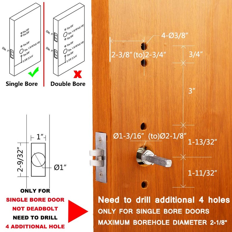 Elemake Left Handed Keyless Door Lock, Mechanical Keypad Door Lock