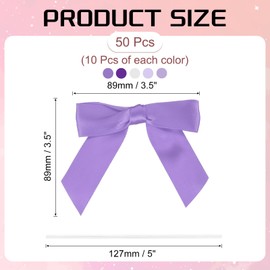 PATIKIL 50 Pcs Satin Ribbon Twist Tie Bows 3.5 Inch Small Craft Bows for DIY Gift Wrapping Champagne Bottle Wedding Christmas Birthday Decor, Purple Series