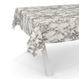ANRO Oilcloth Tablecloth Wax Tablecloth Washable Garden Tablecloth Round Oval Square 100 x 140 cm Cut Edge Marble Grey