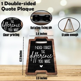 3.9" X 4.9" Inspirational Decor -Never Forget The Difference You Make - You're Awesome - Double Sided Wooden Decor, Reminder Sign, Gifts For Friends Coworkers, Women Home Office Decor Sign.