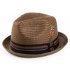 Jaxon Tribeca Toyo Straw Fedora Hat (Small, Brown)