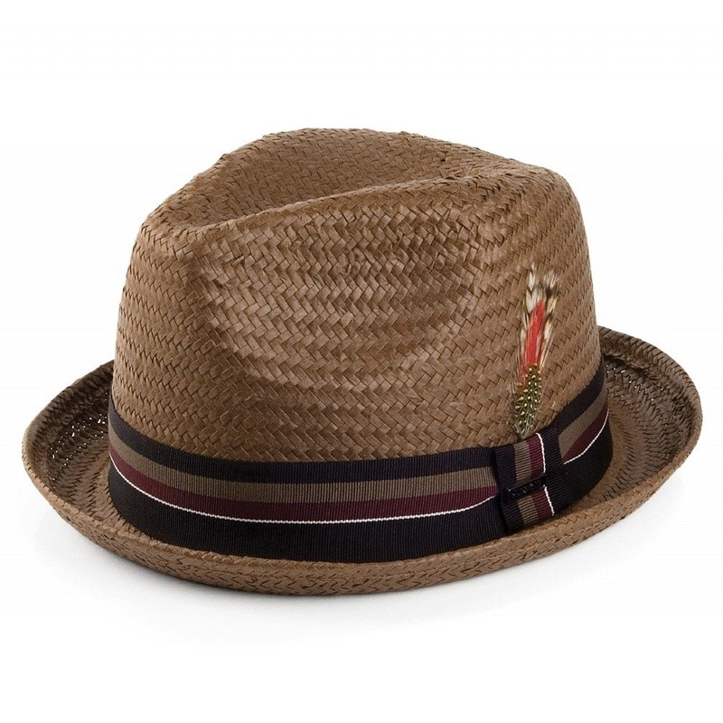 Jaxon Tribeca Toyo Straw Fedora Hat (Small, Brown)