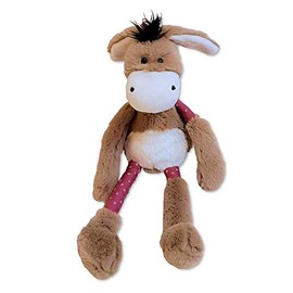 Inwolino 7748 - Dangling Donkey Stuffed Toy, 32 cm, Beige/Cream/Pink, Cuddly Toy, Donkey