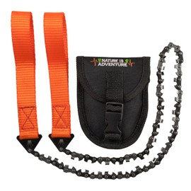 Nature is Adventure More Bite with 33 teeth made of carbon steel hand chainsaw incl. Belt bag - Premium survival AST saw, garden saw for camping, garden and outdoor accessories, 65cm
